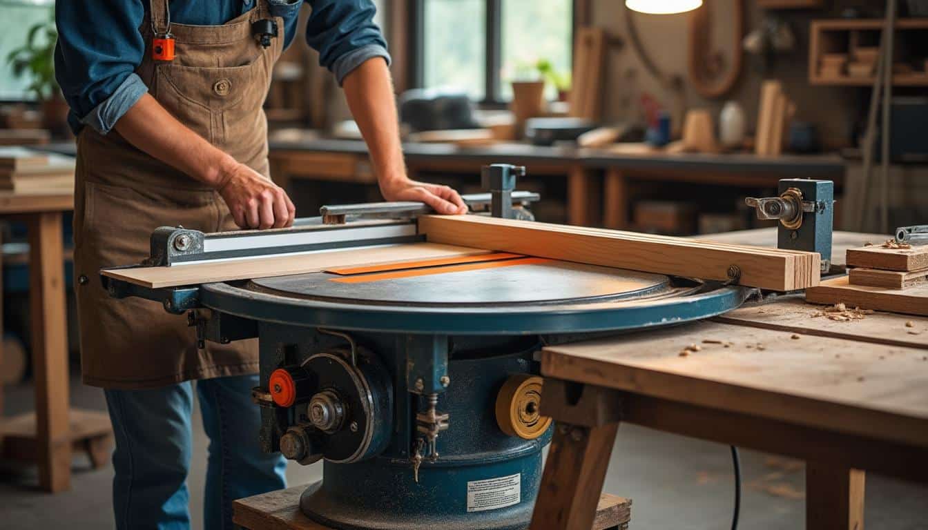 Illustration: Comment fonctionne une table avec scie circulaire : mécanismes et réglages techniques